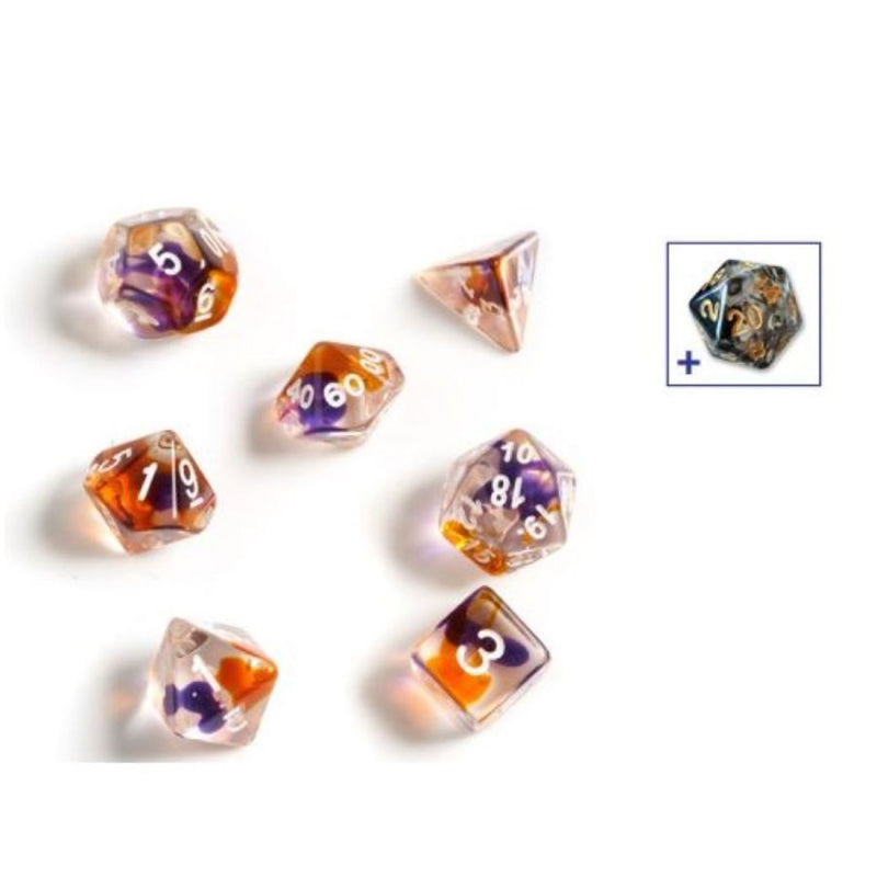 Sirius Dice - Purple; Orange; Clear RPG Dice Set