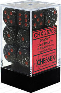 Chessex D6 Speckled 16mm d6 Space Dice Block (12 dice)
