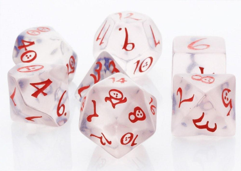 Q Workshop Classic RPG Transparent Red Elven Dice Set 7