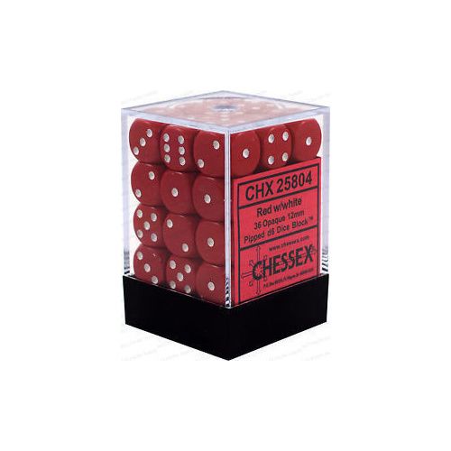 CHX 25804 Opaque 12mm d6 Red/White Block (36)