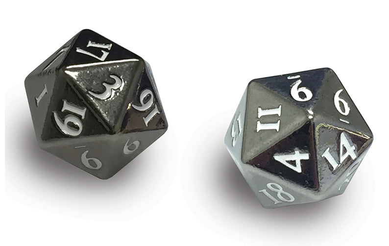 Ultra Pro Heavy Metal D20 2-Dice Set – Gun Metal w/ White Numbers