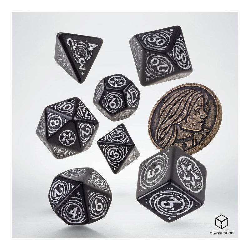 Q Workshop The Witcher Dice Set Yennefer - The Obsidian Star Dice Set 7 with coin