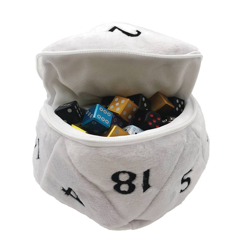 D&D D20 Plush Dice Bag white