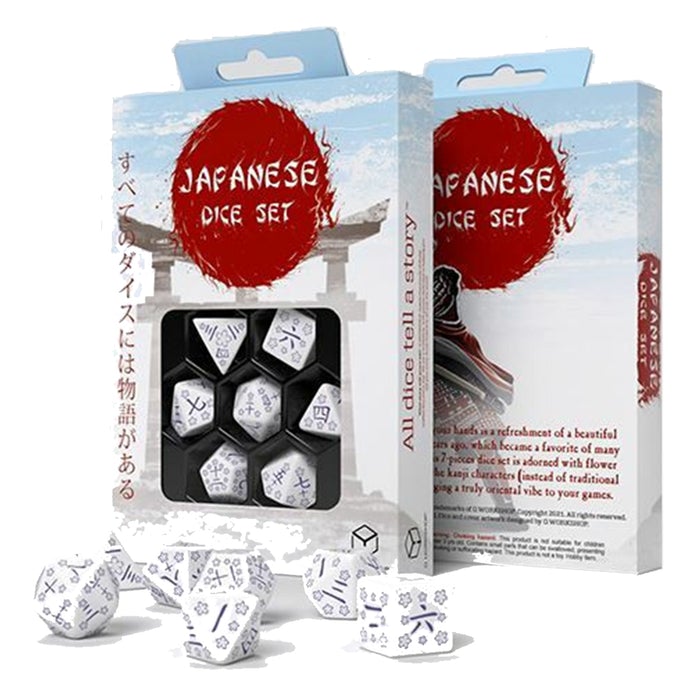 Q Workshop Blue Star Lotus Japanese 7 Dice Set