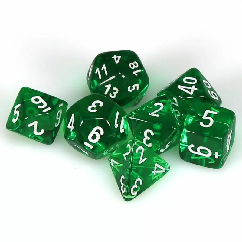 CHX 23075 Translucent Polyhedral Green/White 7-Die Set