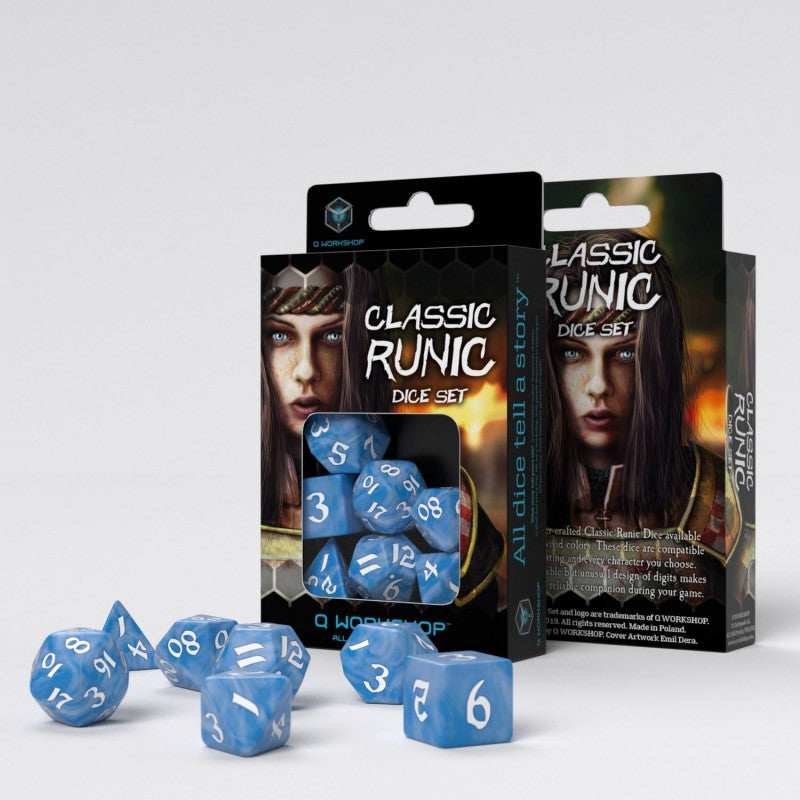 Q Workshop Runic Glacier & White Dice Set 7