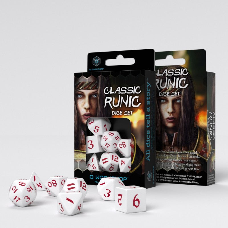 Q Workshop Runic White & Red Dice Set 7