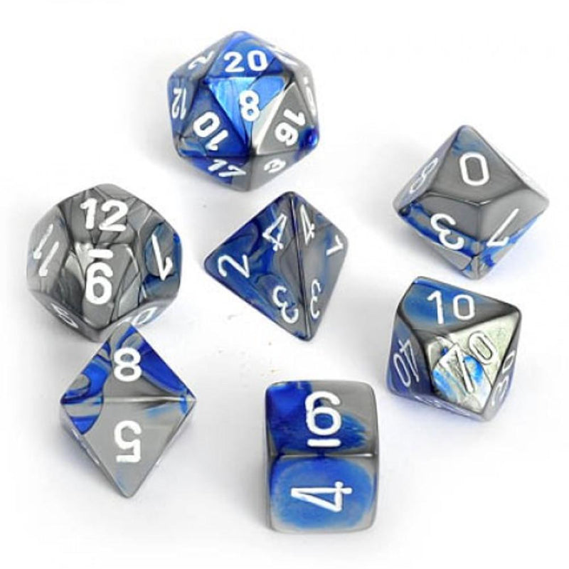 CHX 26423 Gemini Polyhedral Blue-Steel/White 7-Die Set