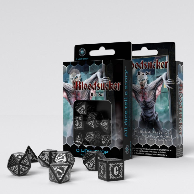 Q Workshop Bloodsucker Black & Silver Dice Set 7