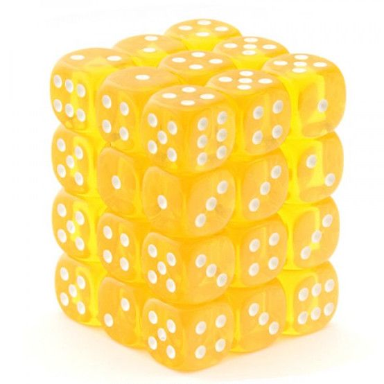 CHX 23802 Translucent 12mm d6 Yellow/White Block (36)